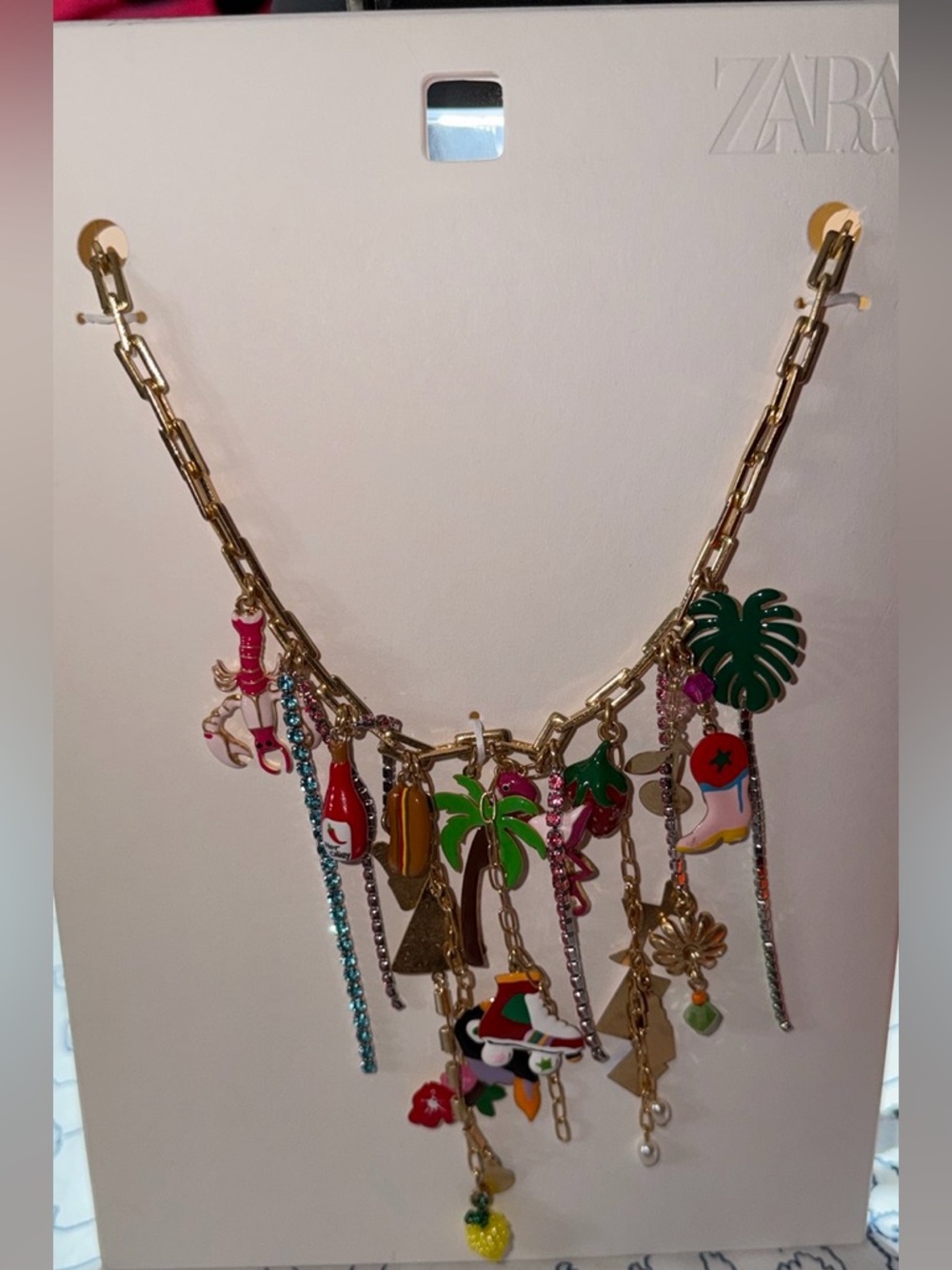 Zara charm link necklace, tropical vacation themed, festival - Picture 12 of 15